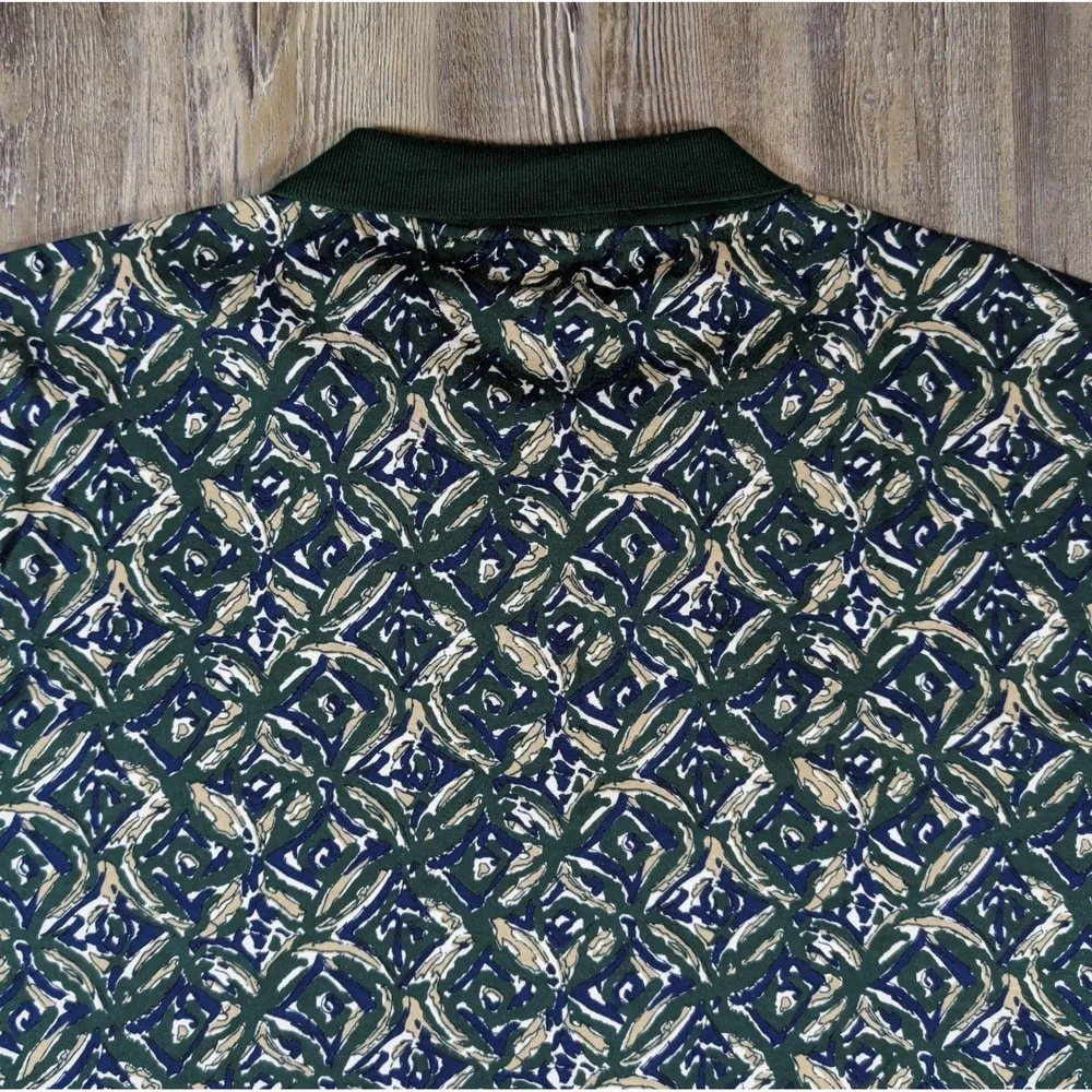 NOS Vintage Super Sports Golf Apparel Geometric Polo Shirt Green Men's XL NWT